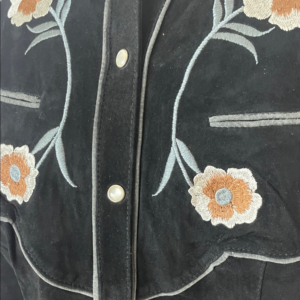 Bushwacker Embroidered Black Suede Jacket Size Large NWT - Picture 5 of 8